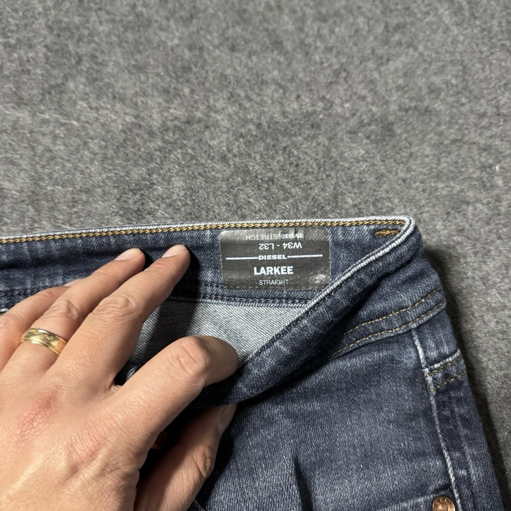 Men's Dark Blue Straight-Leg Jeans - Picture 4 of 11